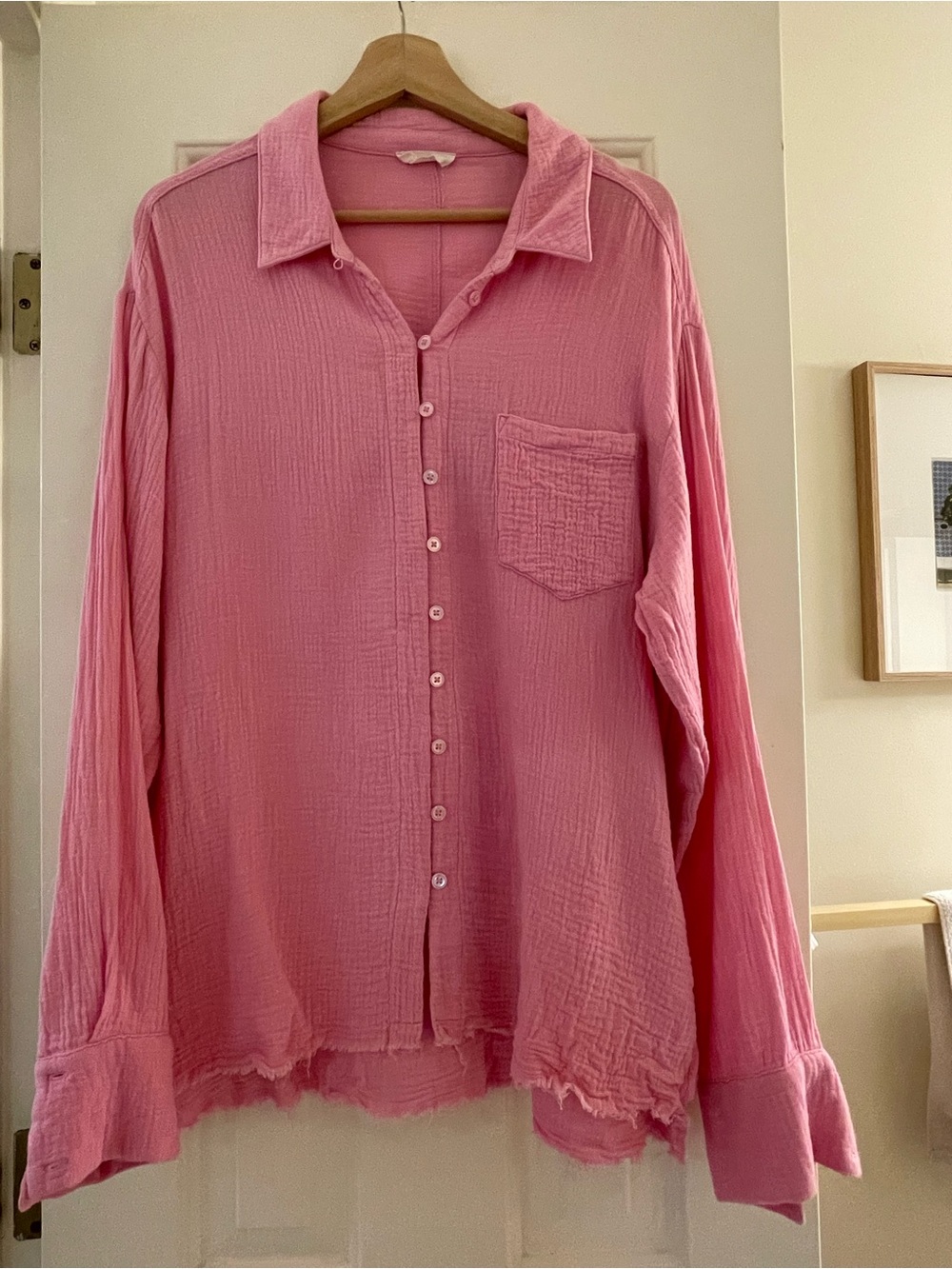 Pink Button-Front Casual Shirt